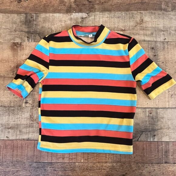 Walter Baker Amberlynn Mod Stripe Mock Neck Knit Top Small Retro - Picture 6 of 10